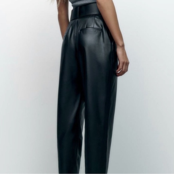 ZARA Women’s Belted Faux Leather Pants - Picture 3 of 5
